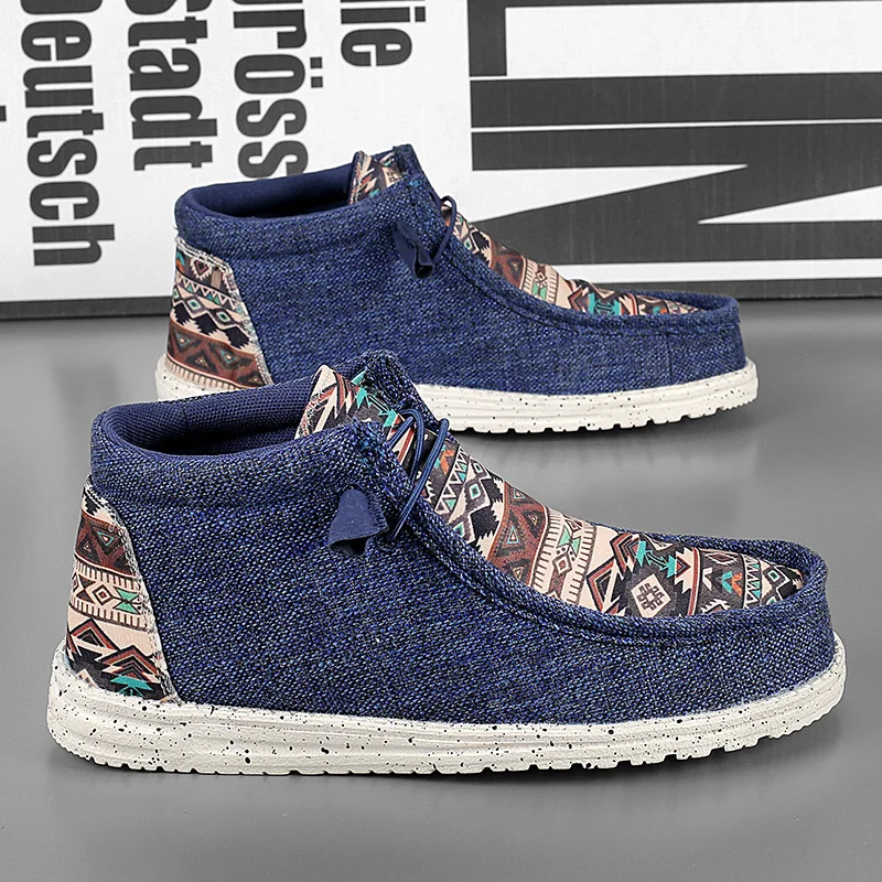 

Осенние высокие повседневные туфли, мужские лоферы в этническом стиле, удобные мужские туфли на плоской подошве, большие размеры 48, легкие мужские туфли для вождения