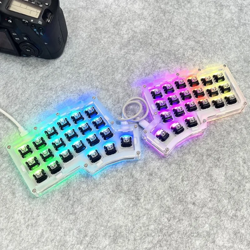 Corne Split Keyboard Set Customized Transparent Acrylic Shell Ergonomic Hot Swappable Wired RGB Gaming Keyboard Supports VIAL
