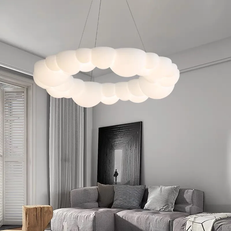 Imagem -05 - Nordic Led Cloud Chandelier para Quarto de Crianças Lustre de Teto Moderno Sala de Estar Decoração do Restaurante Arte Branco Acrílico Pendurado Lâmpada