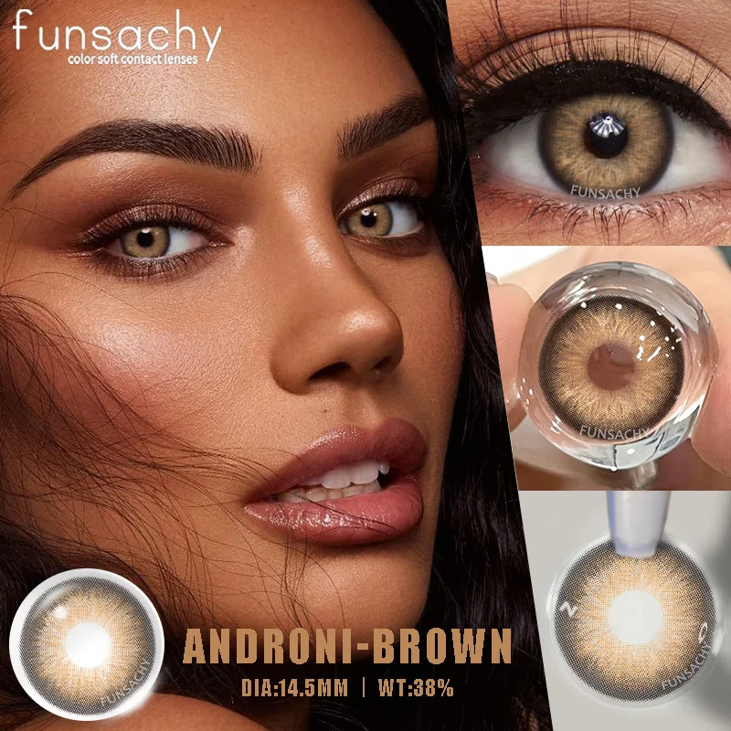 FUNSACHY 1pair Brown Colored Contact Lenses for Eyes Natural Brown Contact Eyes Lenses Color Lens Contacts Yearly Beauty Pupils