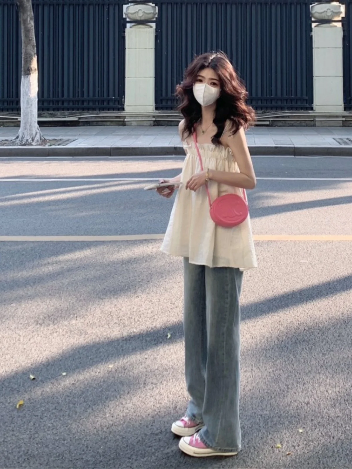 ارتفاع الخصر مستقيم الساق الجينز المرأة فضفاضة تناسب التخسيس حجم كبير خمر واسعة الساق الطابق طول السراويل الخريف وصول جديد