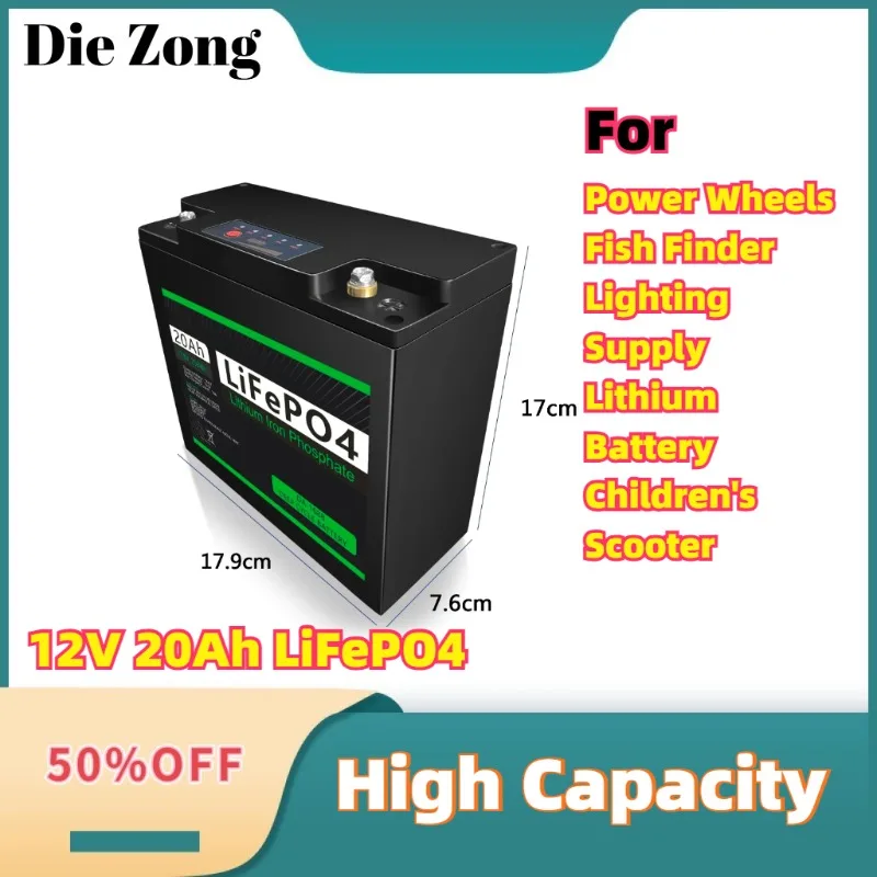 For Power Wheels Fish Finder Lighting Supply Lithium Battery Children's Scooter 12V 20Ah LiFePO4 Battery with 30A BMS Deep Cycle