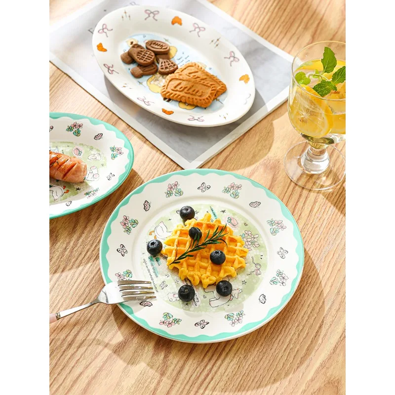 High-value ceramic plates, household dishes, cute cartoon plates, afternoon tea, dessert plates, breakfast plates