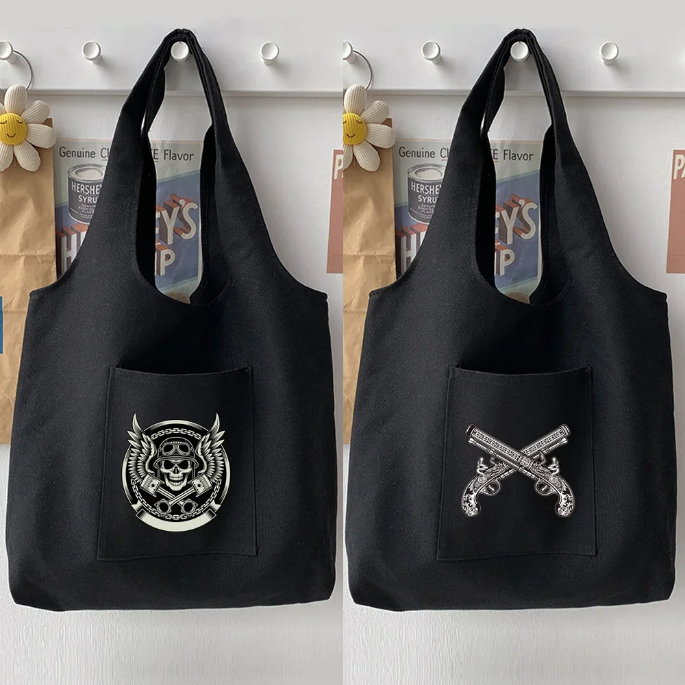 Minimalist Open-top Shoulder Crossbody Tote Bag with Exterior Patch Pocket, Storage Bag for Outings and Personal Items.