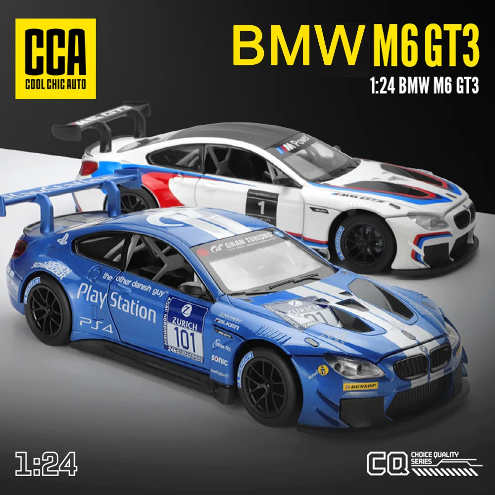 1:24 Scale BMW M6 GT3 Model Cars Alloy Diecast Toys Wheel Pull Back Sports Car with Light Music Vehicle Children's Perfect Gifts