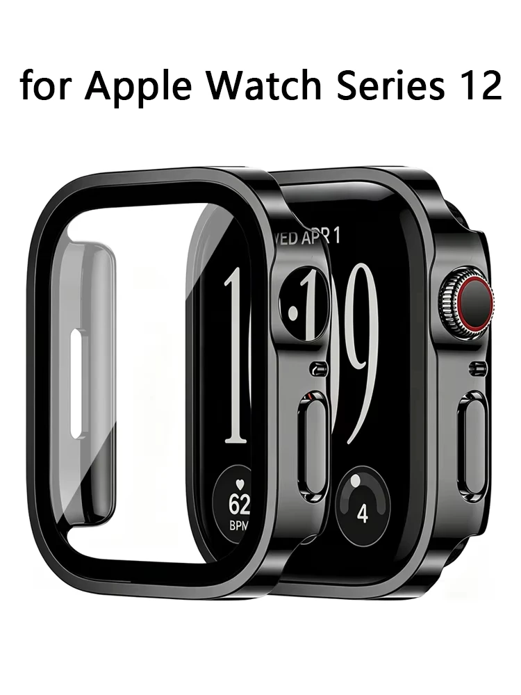 For Apple Watch Case 46mm 42mm 49mm 45mm 44mm 41mm 40mm Tempered Glass Screen Protector Series 12 11 10 9 8 SE 3 Ultra 4 3 Cover