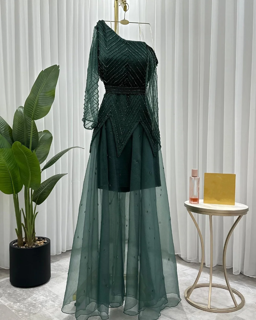 

Customized Simple Jersey Pleat Sequined A-line One-shoulder Long Dresses Bespoke Occasion Celebrity Formal Classic