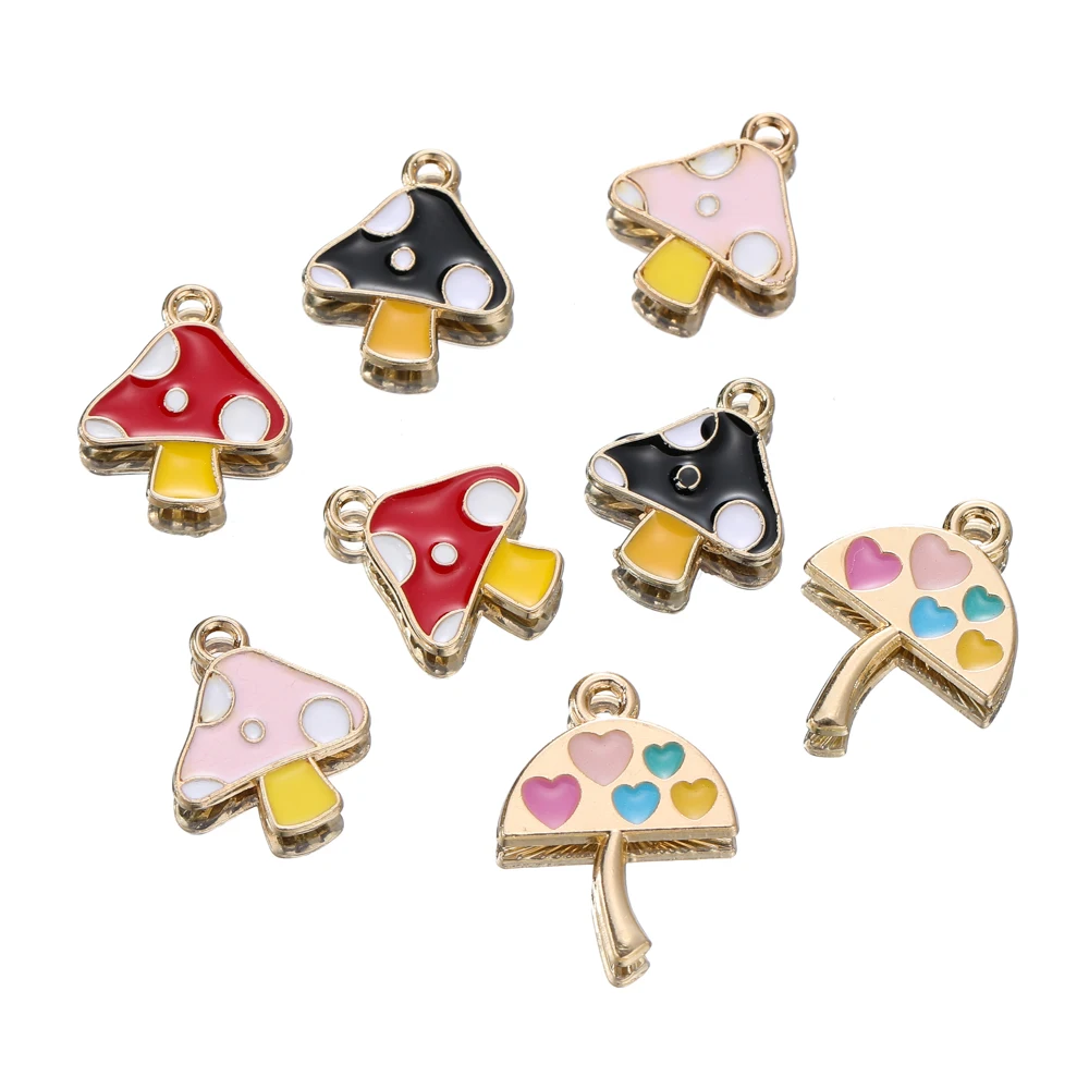 

10pcs/lot Enamel Mushroom Charm for Jewelry Making Earring Pendant Bracelet Necklace Charms Diy Jewelry Making Accessories