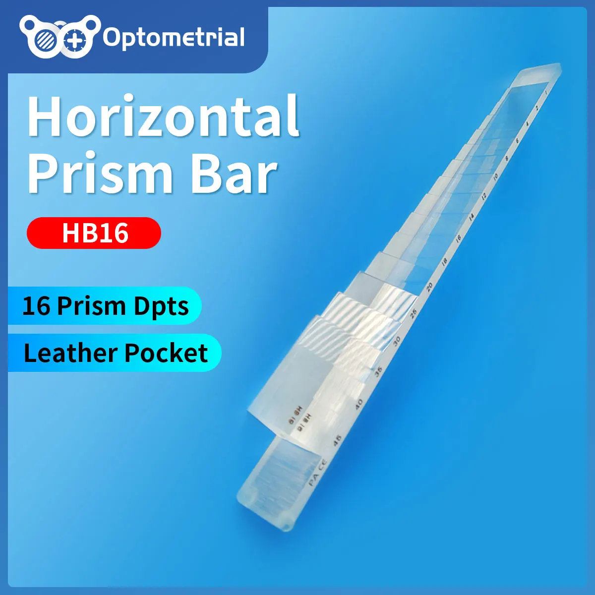 HB16 Quality Ophthalmic Horizontal Prism Bar 16 Diopters Strabism Tester Leather Bag Packed