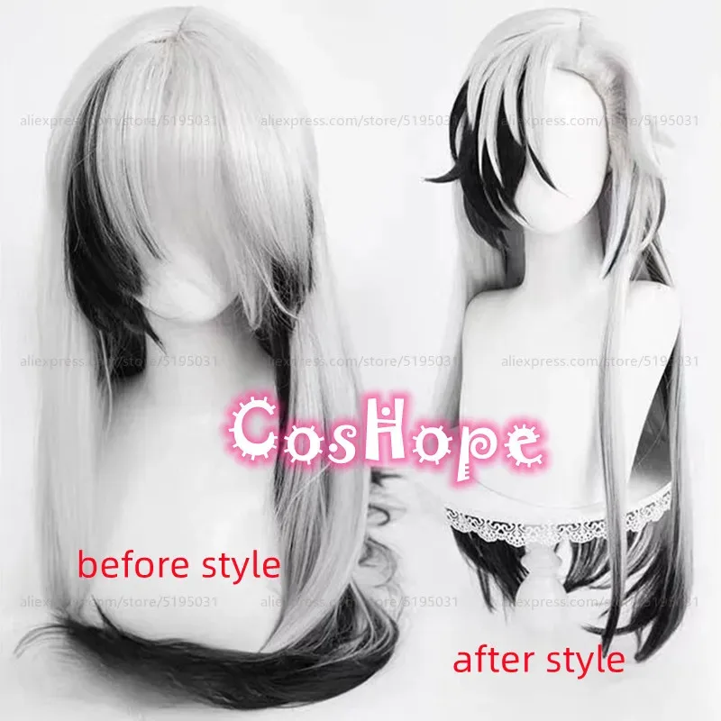 

Candy 2025HSR Boothill 80cm Long Straight Silver White Black Mixed Wig Anime Cosplay Wigs Heat Resistant Syn