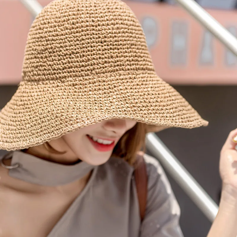 2024 Women\'s summer Beach cap hat pure color bucket hat cool women\'s hats for the sun sun hat Straw hat Hat for girl Hiking hat