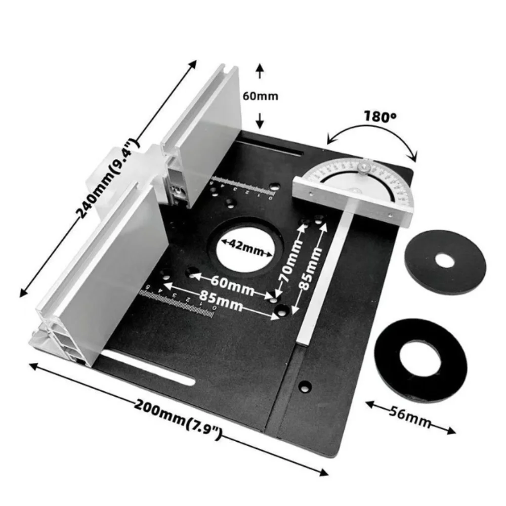 Aluminum Alloy Router Table Insert Plate Flip Board Miter Gauge Guide Aluminum Alloy Insert Plate Aluminium Profile Fence