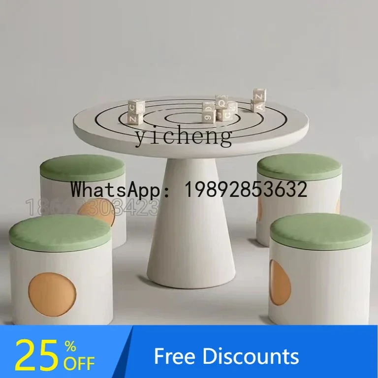 

AH Children's round Table Handmade Table Shelf Entertainment Area Parent-Child Toy Table Furniture