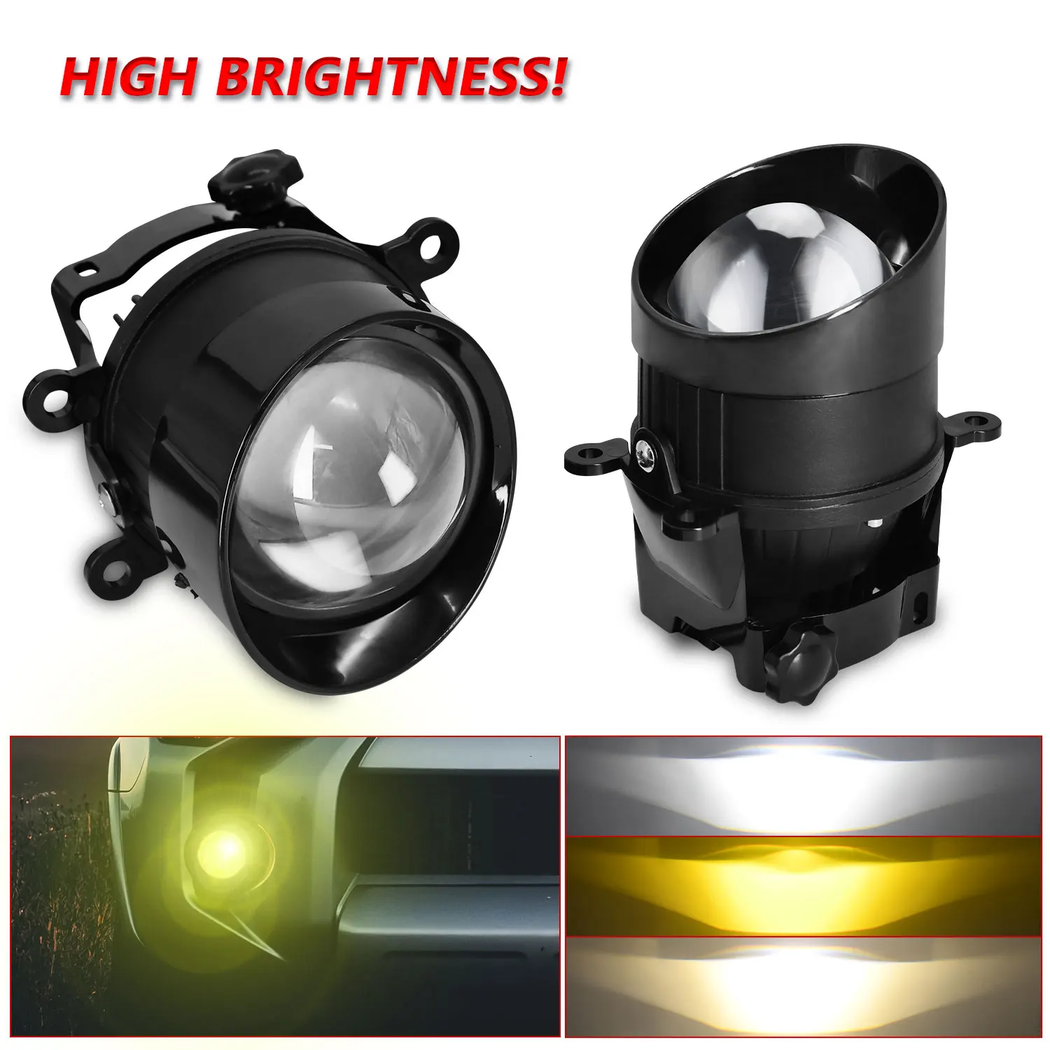 

2PCS 3 Inch LED Lighthouse Projector Bifocal Lens HID Bi-xenon High+Low Beam for Nissan Subaru Bright Lens Fog Lamp Slant mouth