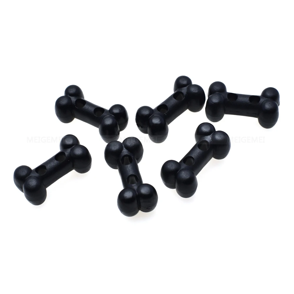 

1000pcs/pack Plastic Dog Bone Shape Button Cord Lock Toggle Stopper Black