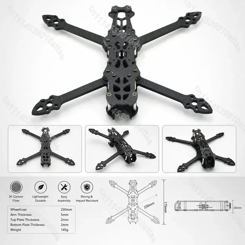Mark4 5 Inch Carbon Fiber Drone Frame Lightweight High Strength CNC FPV Racing Quadcopter Chassis Kit