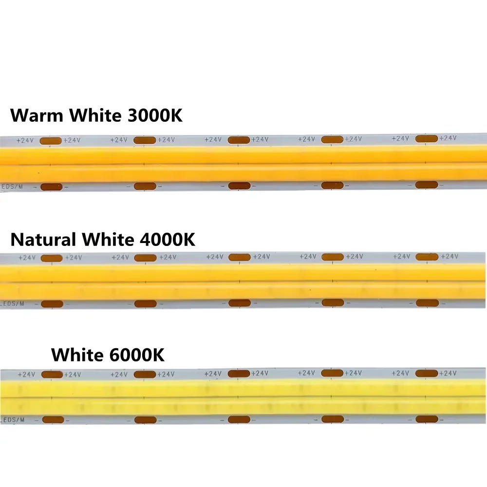5m Bright 24v Two Row Dual Row COB LED Strip 22w 24w/m 3000K Nature White 4000k 6000k 12mm Engineer Project Building Wall Light