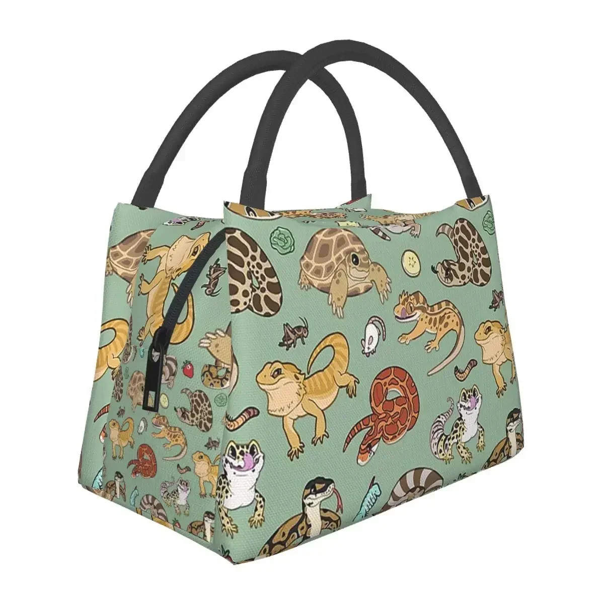 Reptile Pets Pattern Lunch Bags Insulated Bento Box Waterproof Lunch Tote Picnic Bags Cooler Thermal Bag for Woman Girl Office