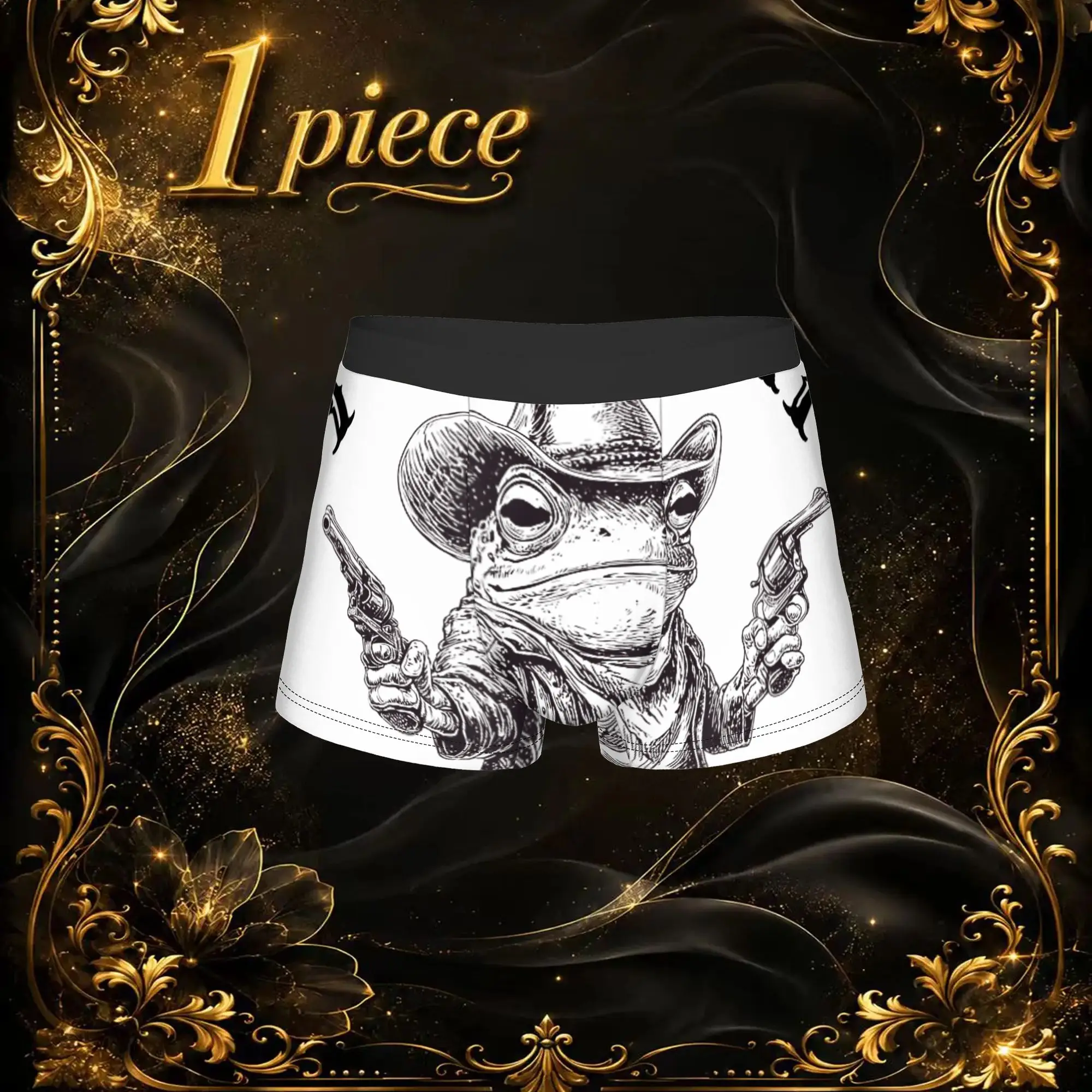1pc Vintage Funny Cowboy Frog Rizz Underpants Humor Panties Men's Underwear Comfortable Shorts Boxer Briefs