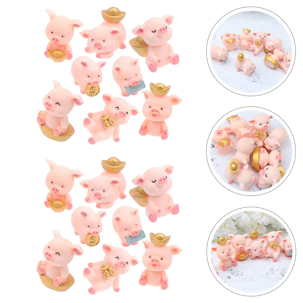 

16Pcs Nonfading Resin Pig Ornaments Mini Art Crafts for Home Garden Outdoor Decoration Car Ornaments Fairy Garden Decor