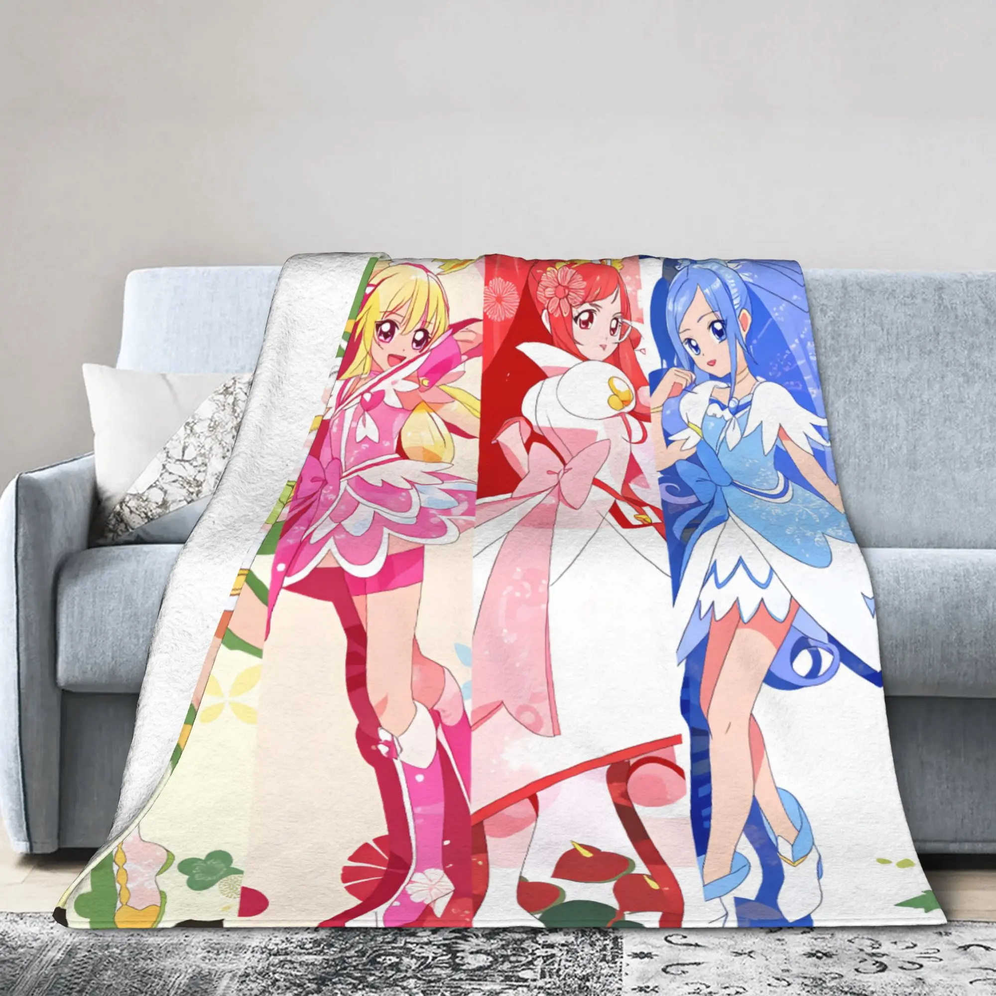 Custom Pretty Cure Heart Ace Blanket 3D Print Soft Flannel Fleece Warm Sword Rosetta Diamond Throw Blankets for Car Bedding Sofa