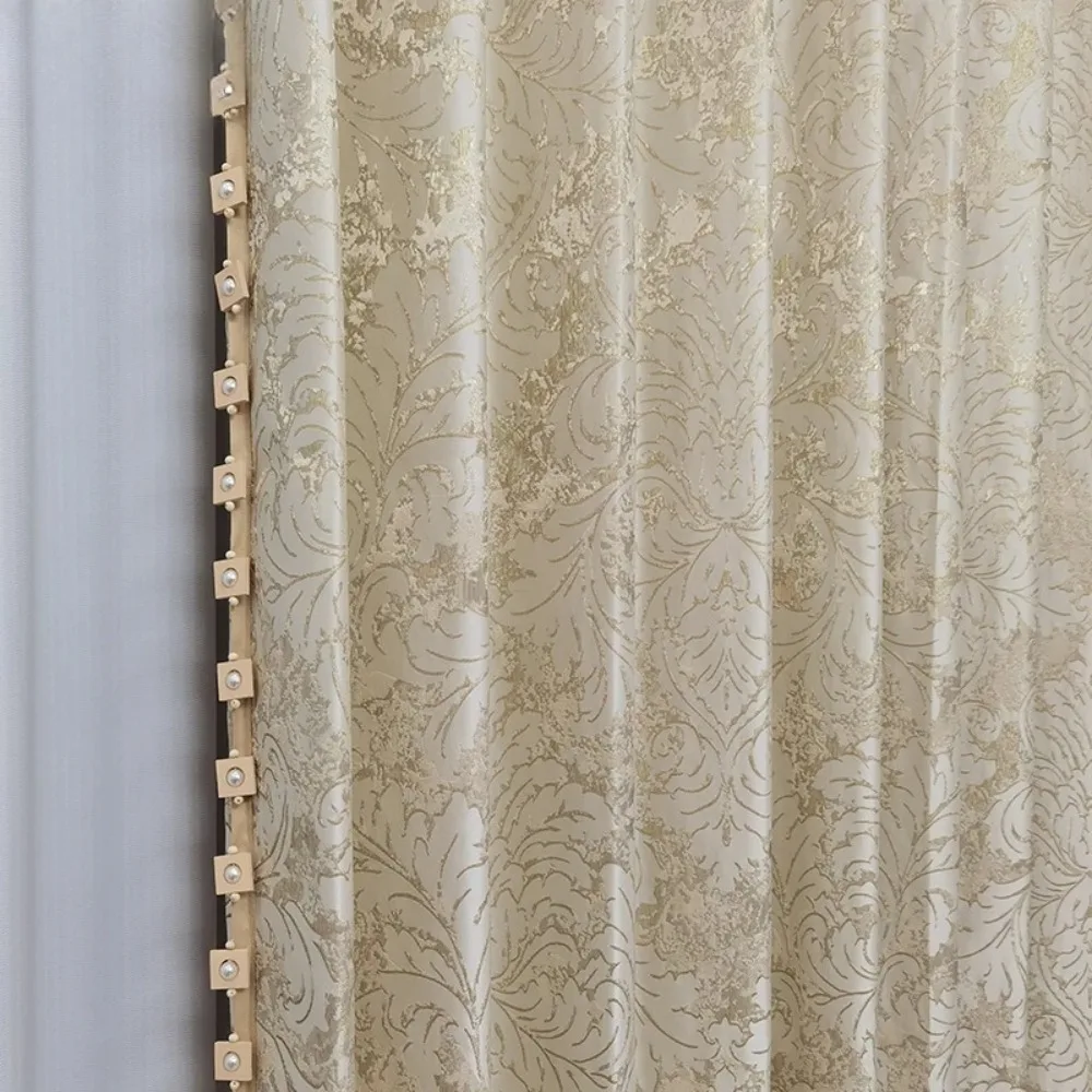 Gold Jacquard Curtains for Living Room Villa French Light Luxury High-precision Fabrics Vertical Blackout Bedroom Customization