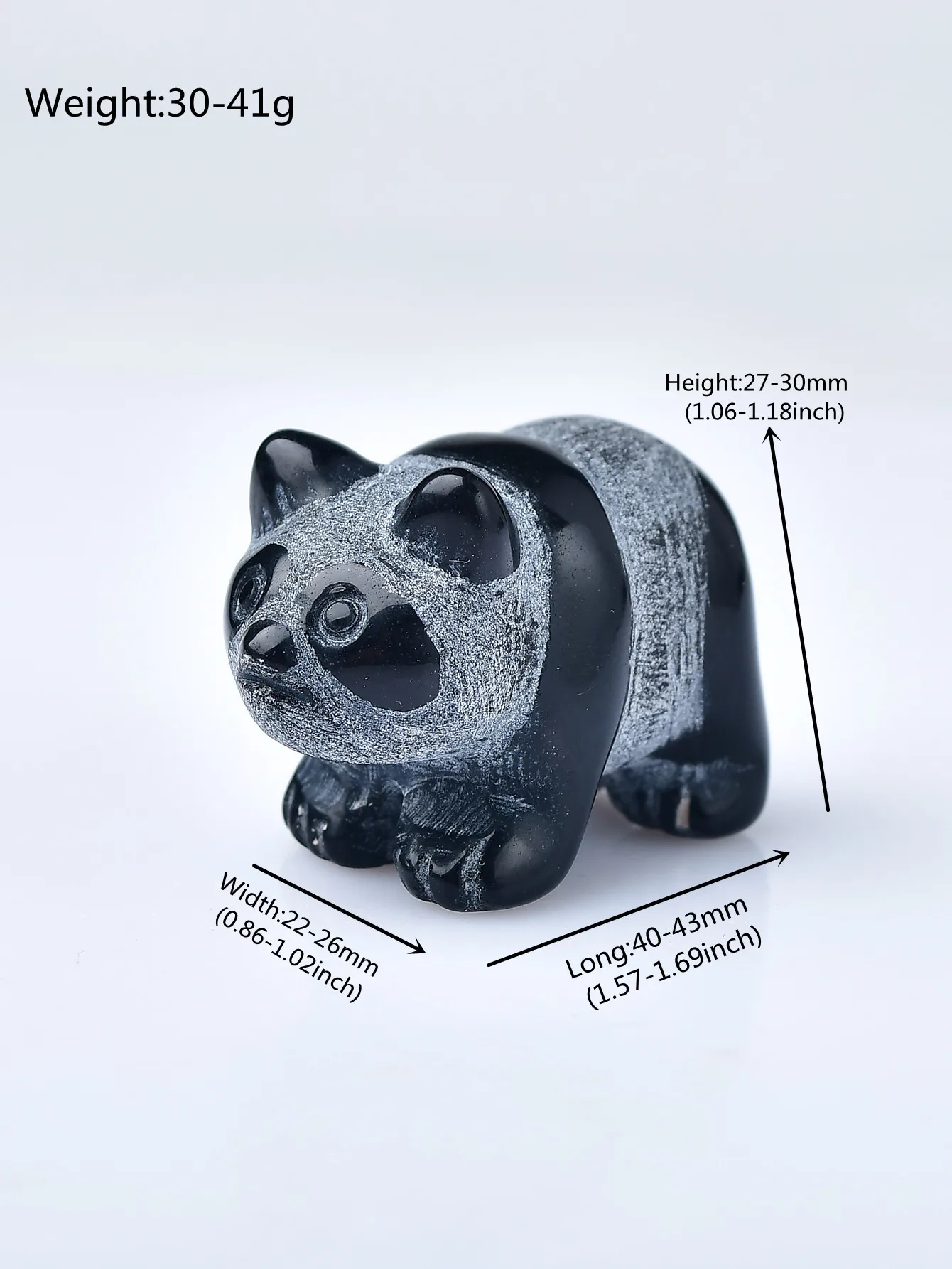 1Pc Natural Crystal Carved Obsidian China Bear Panda Figurine Animals Ornaments Crafts Small Decoration Home Decor Souvenir