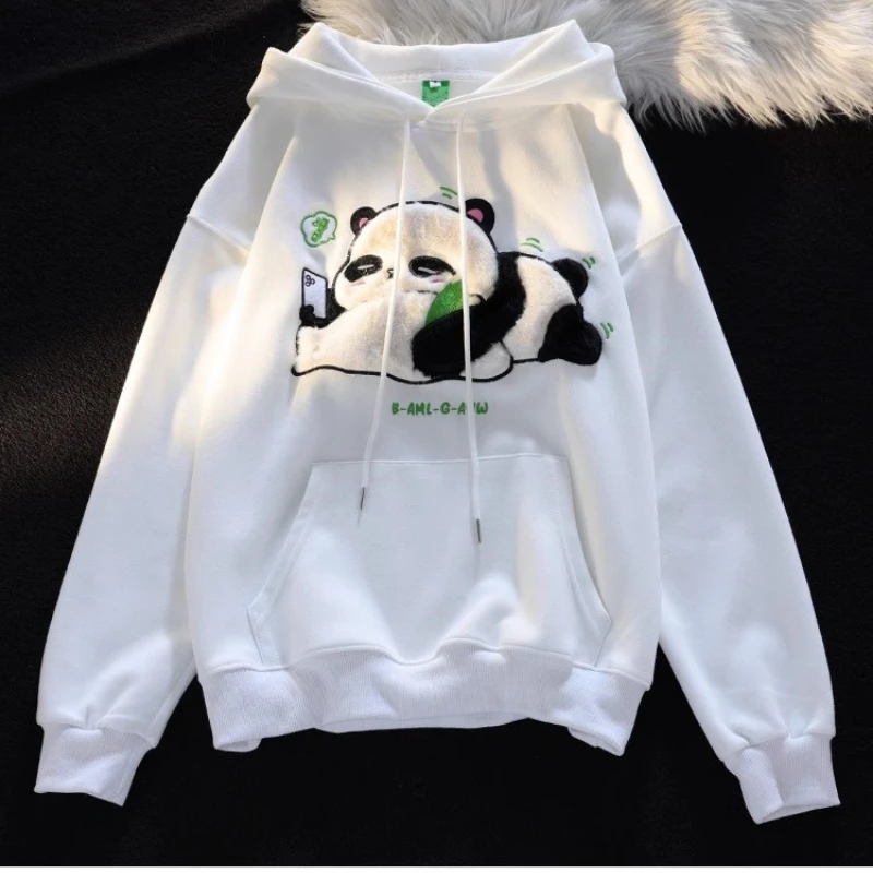 

Autumn Winter Korean Chic Cartoon 3D Panda Pattern Hooded Shirt Women Loose Casual Sweatshirts Harajuku Hoodies Kawaii Clothes