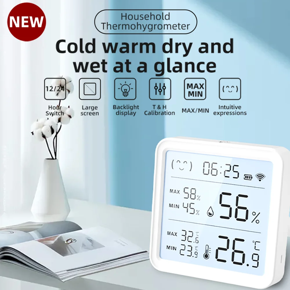 Tuya WIFI Temperature Humidity Sensor Hygrometer Thermometer Smart Home Backlight Smart Life Alexa Google Assistant Tuya Sensor