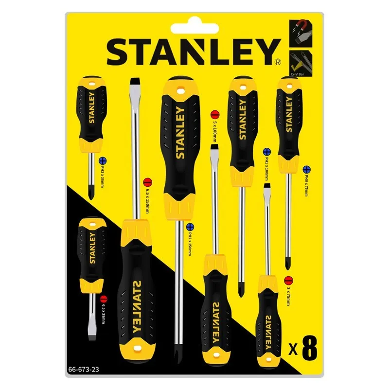 STANLEY 66-673-23 Rubber Handle Slotted Cross Screwdriver Exquisite And Compact Convenient Easy To Carry Wide Application Range