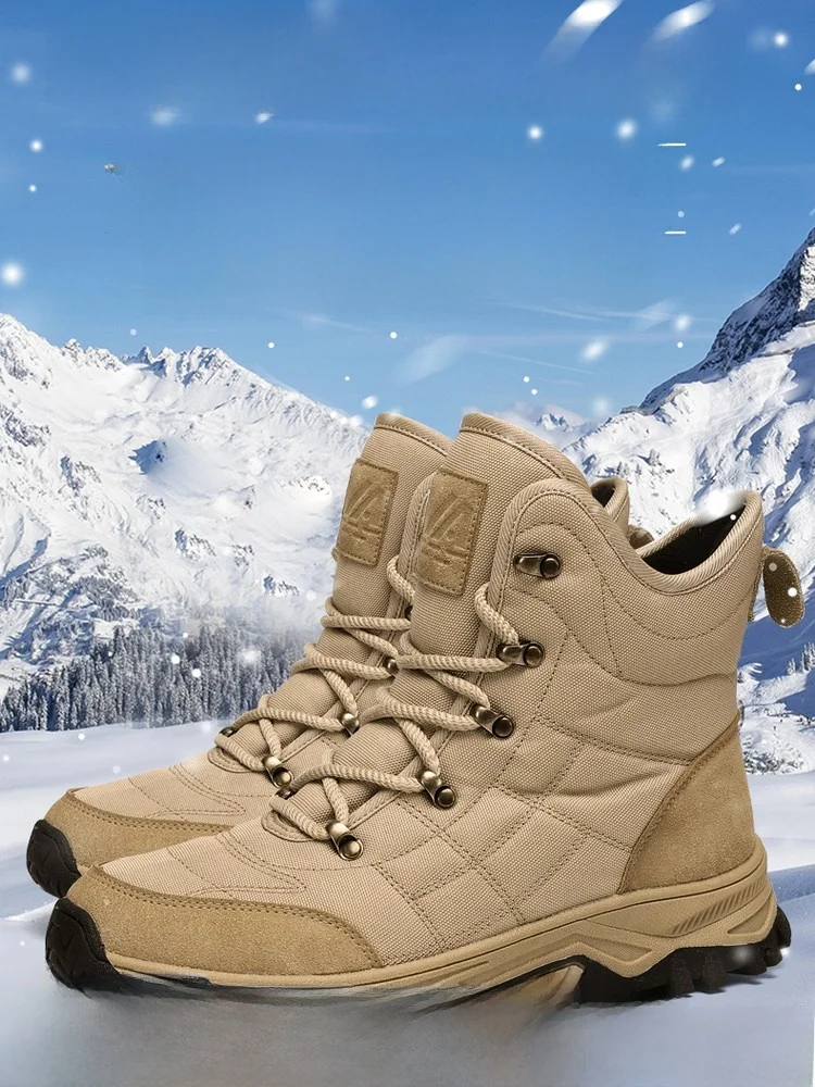 

Extreme Cold Resistant Men's Winter High Top Cotton Shoes Waterproof Snow Boots Fashionable Ultra Thick Casual Shoes