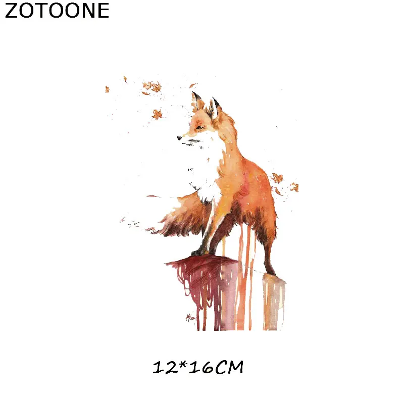 ZOTOONE Parches Heat Transfer Vinyl Fox Patch Sticker Iron On Transfer For Clothes Fabric Peacock Dog Patch Applique Badge E