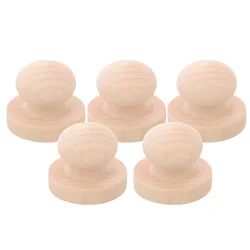 5pcs Stamp Wooden Round Handle Diy Solid Wood Seal Engraved Custom Pattern Durable Natural Wood Stamps Scrapbooking Crafts