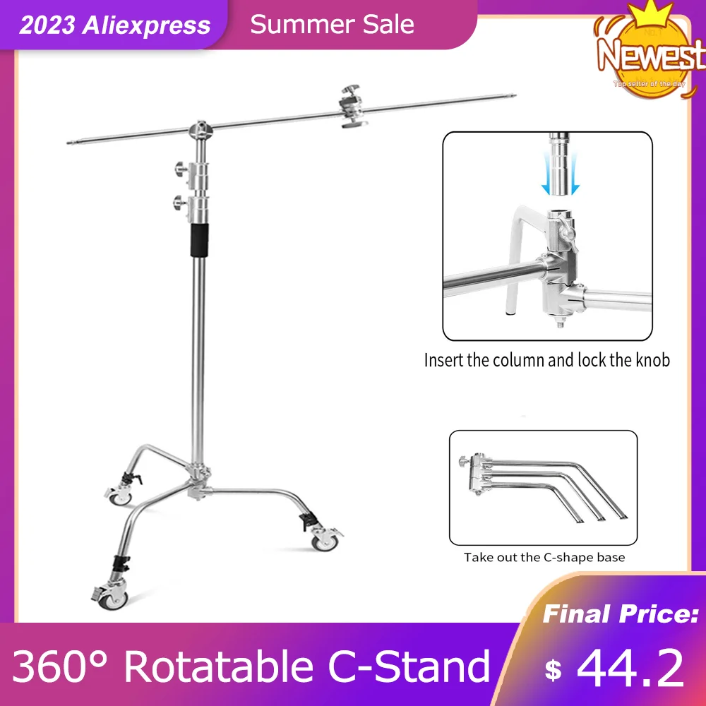 C-Stand 360° rotatable  Anti-slip Stainless Steel Light Stand Backdrop stand with Hold Arm Grip Head For Photography Reflectors