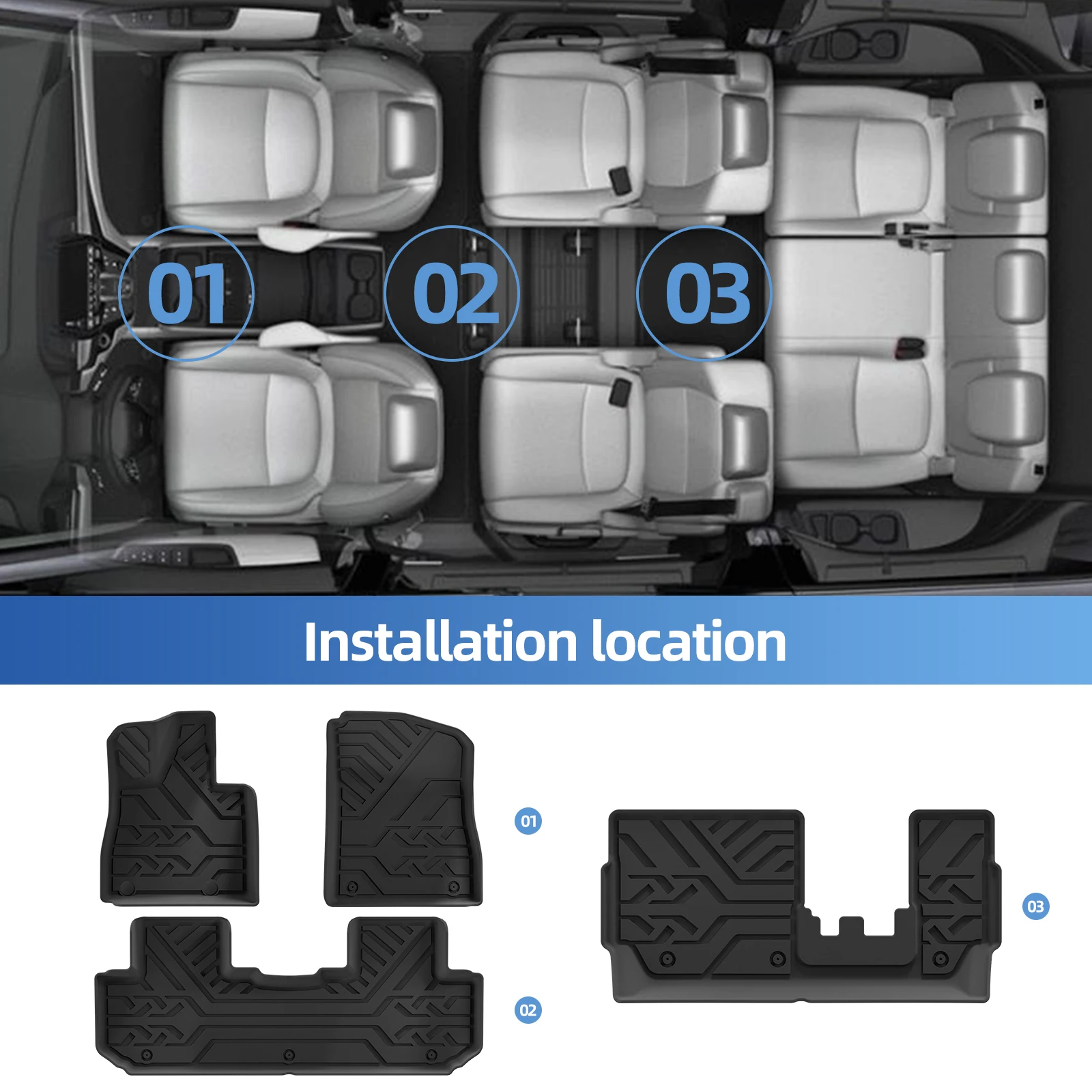 LUCKEASY for BYD Atto 8 2025 2026 7 Seats Car Floor Mats Protective Mat Accessories Trunk Mat Only Fit Without Cool Box Version