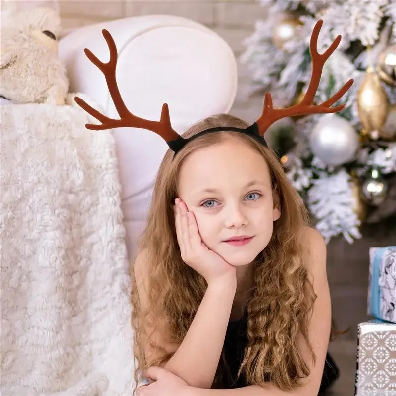 Antler Headband Christmas Antler Costume Xmas Headbands Xmas Party Bopper Brown Deer Antler Headband Deer Horn Headband