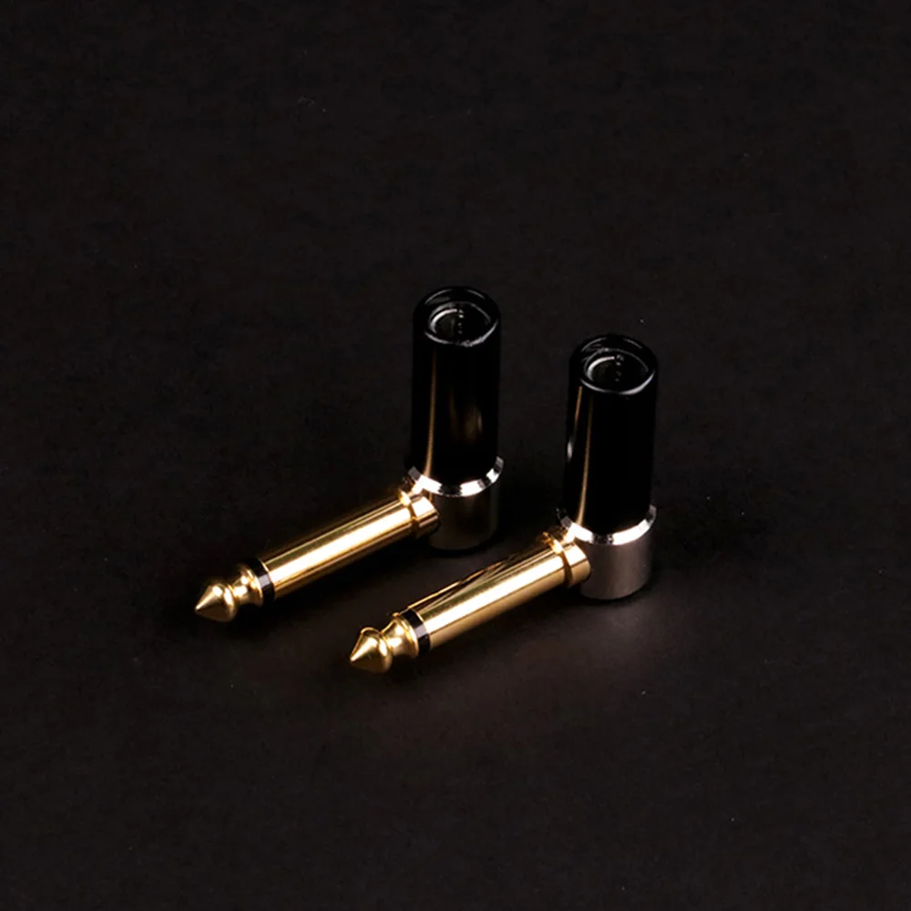 1PCS 6.35MM 2 Pole Mono Male Plug Right Angle Wire Connector Gold Plated Jack 6.35MM Plug Microphone Connector Wholesales