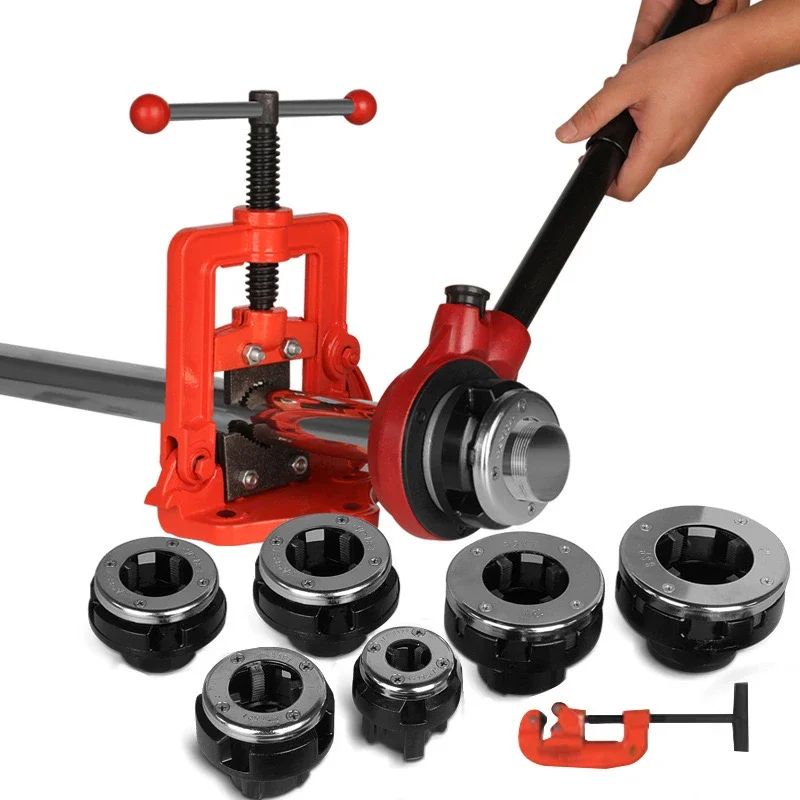 

Ручной резьбонарезной станок Маленький резьбонарезной станок для пожарных шлангов Водопровод из оцинкованного железа (3/8 "~ 2") 7 головок