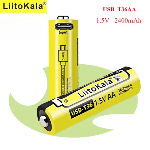1-10PCS LiitoKala USB-T36 1.5V AA 3600mWh High Capacity USB Rechargeable Li-ion Battery for Remote Control Wireless Mouse Tool