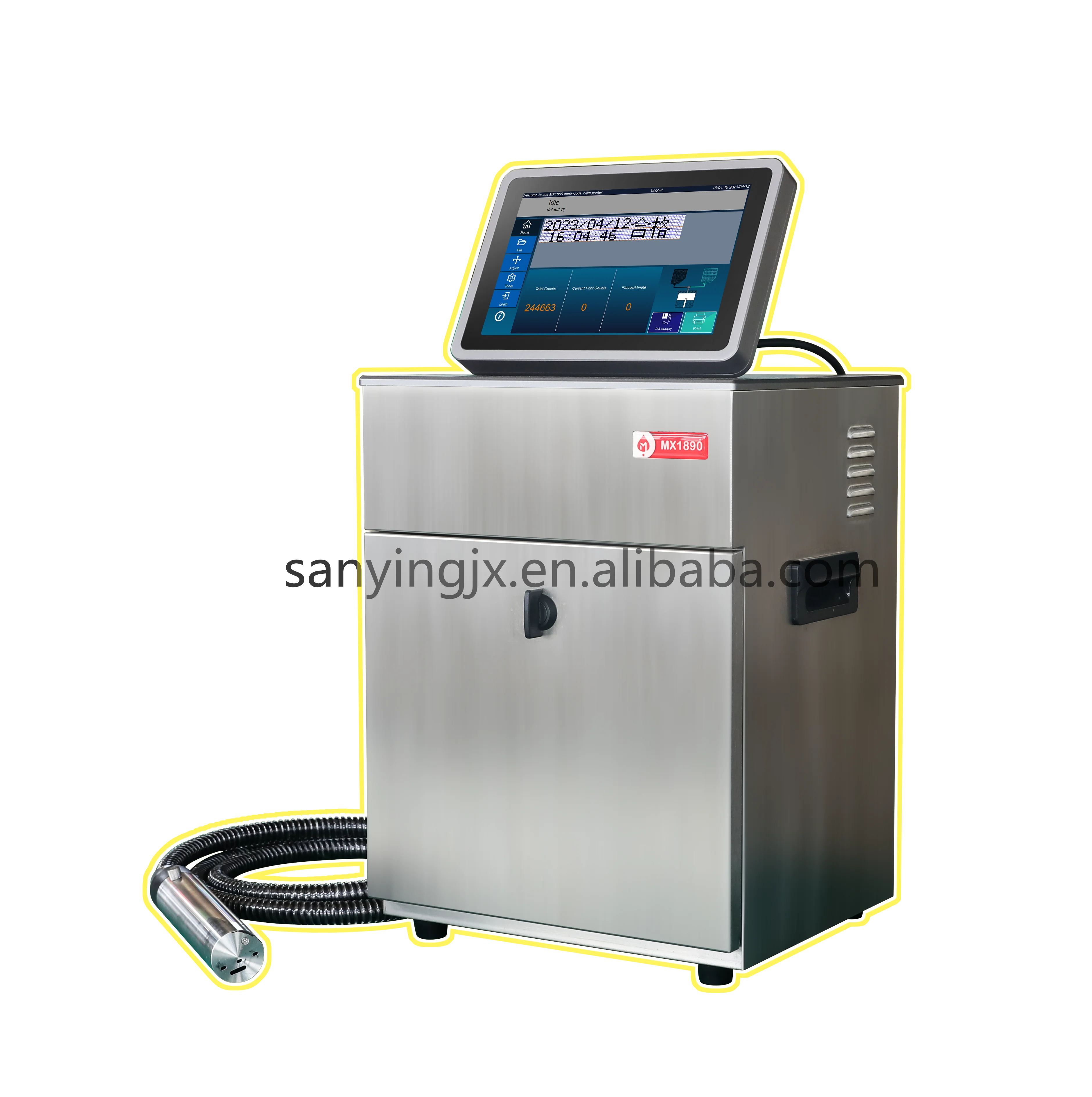 MX1890 Smart CIJ Industrial Date Printing Barcode Batch Number Coding Machine Continuous Inkjet Printer