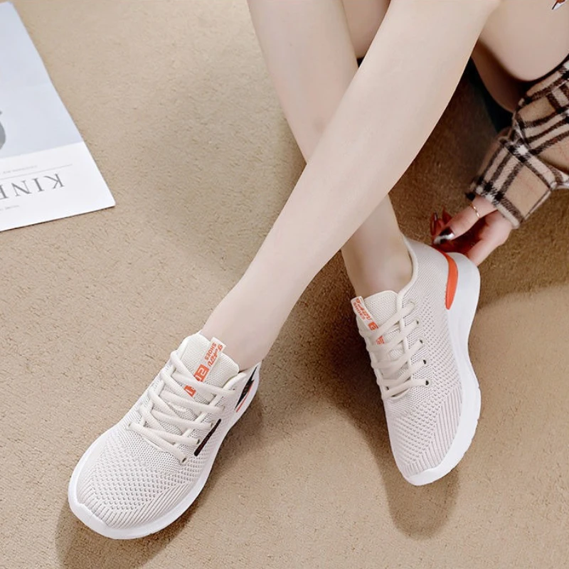 รองเท้าผ้าใบผู้หญิงแบบสวมบนแพลตฟอร์มรองเท้าระบายอากาศได้ดีรองเท้าวัลกาไนส์ระบายอากาศได้รองเท้าลำลองตาข่าย