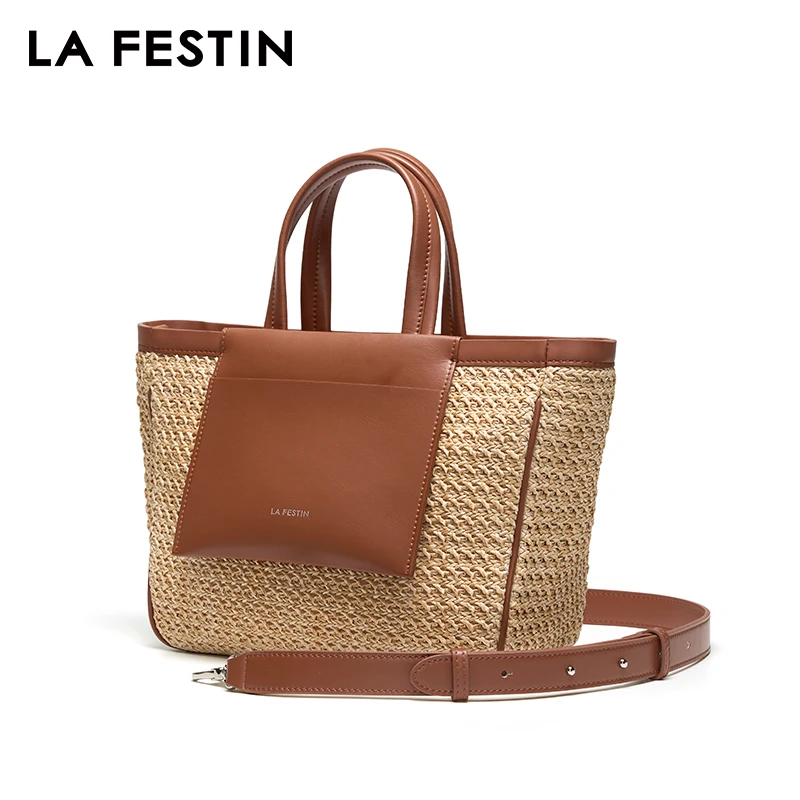 LA FESTIN Original Woven Bag Beach Bag Seaside Travel Bag Large Capacity Handbag 2024 New Luxury Designer Shoulder Crossbody Bag