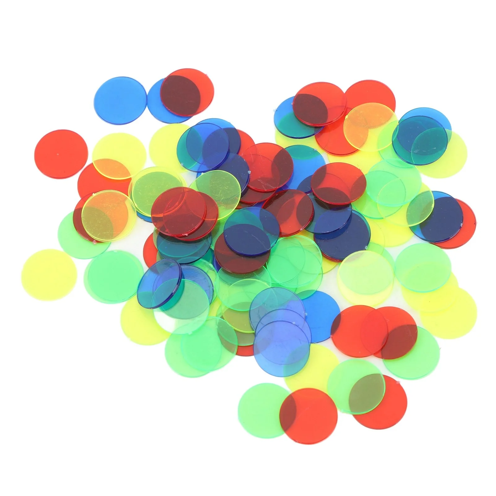 100Pcs Game Token Disc Translucent 15mm Diameter Round 4 Colors Board Game Counting Disk Chip