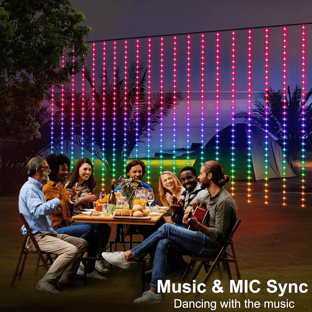 Smart LED Curtain Lights LED Fairy Lights App Control Music Sync DIY Pattern Waterproof for Indoor Outdoor Party Decor Lighting