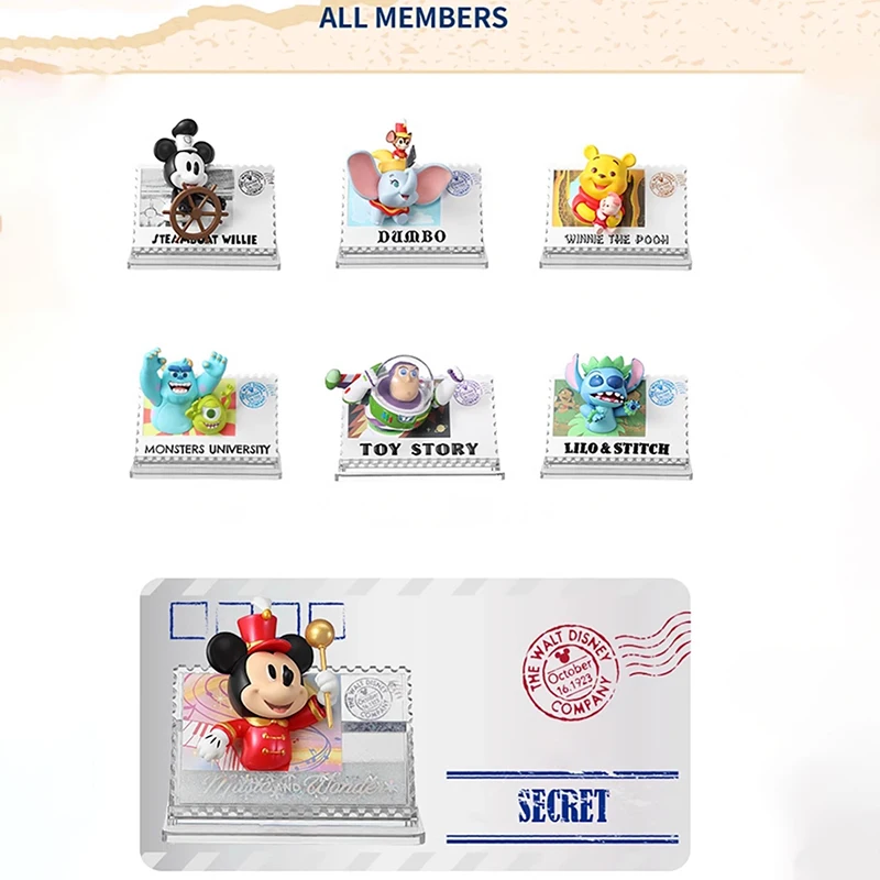 

Disney Retro Stamp Anniversary Edition Blind Box Mickey Mouse Magnet Action Commemorative Trendyvintage Figurine Ornament Gift