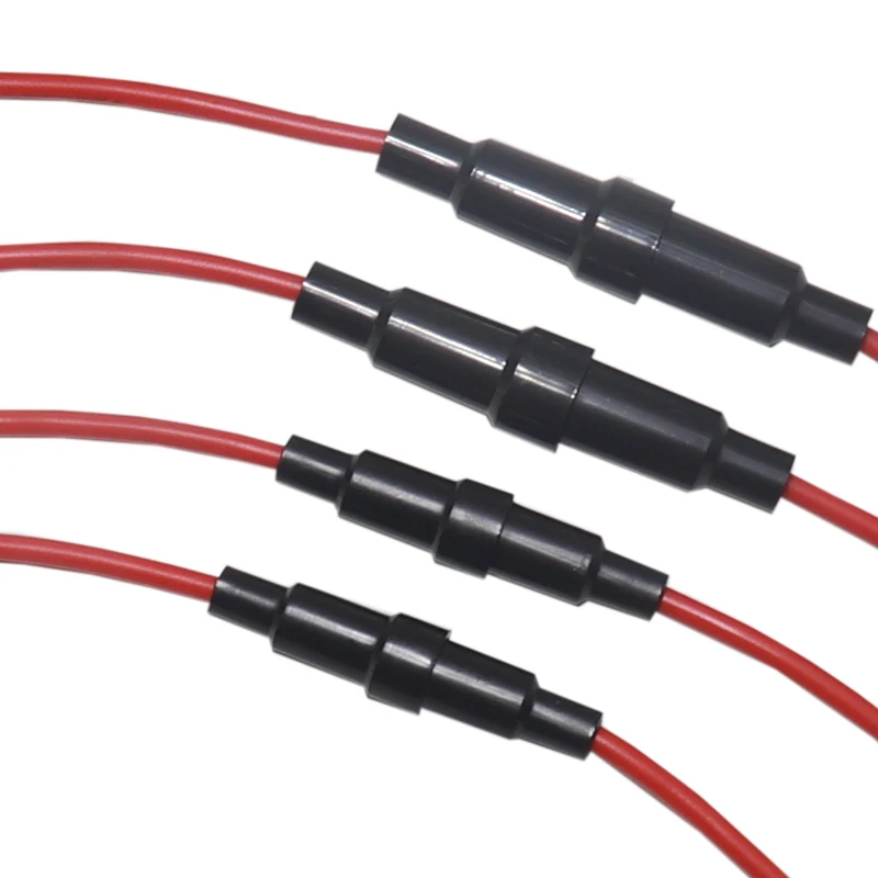 【5PCS】6*30MM Glass Tube Fuse Holder Screw Type Quick Blow 6X30MM Fuses with 22 20 18 16 14AWG Wire 250V for Car