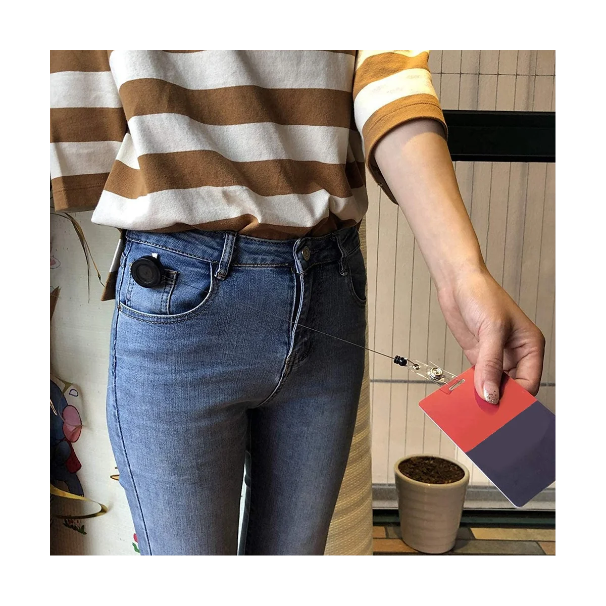 2 Pack - Retractable ID Name Badge Holder Reels with Swivel Alligator Clip (Black)