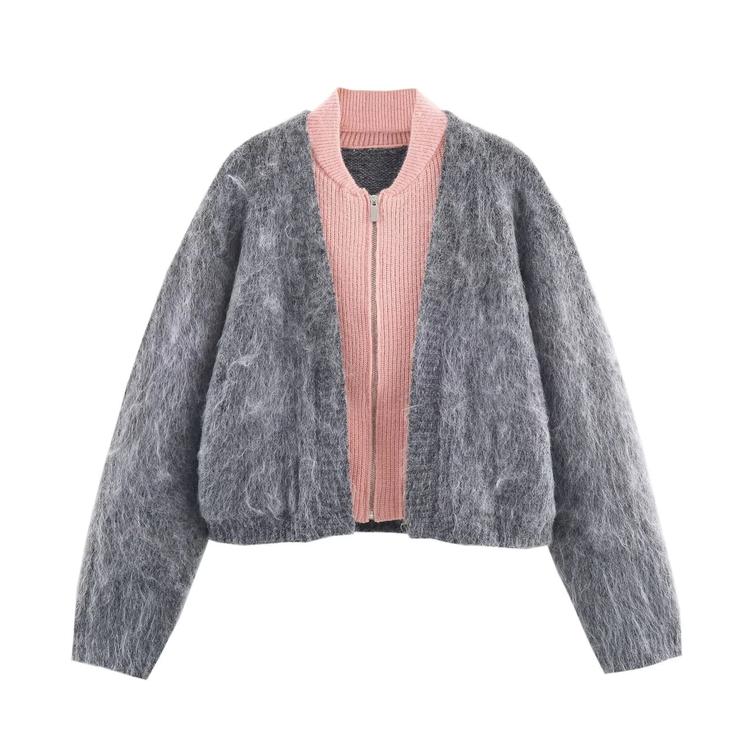 

European and American 2025 Winter New Women's Loose, Casual, Versatile Long Sleeve Double Knitted Effect Coat