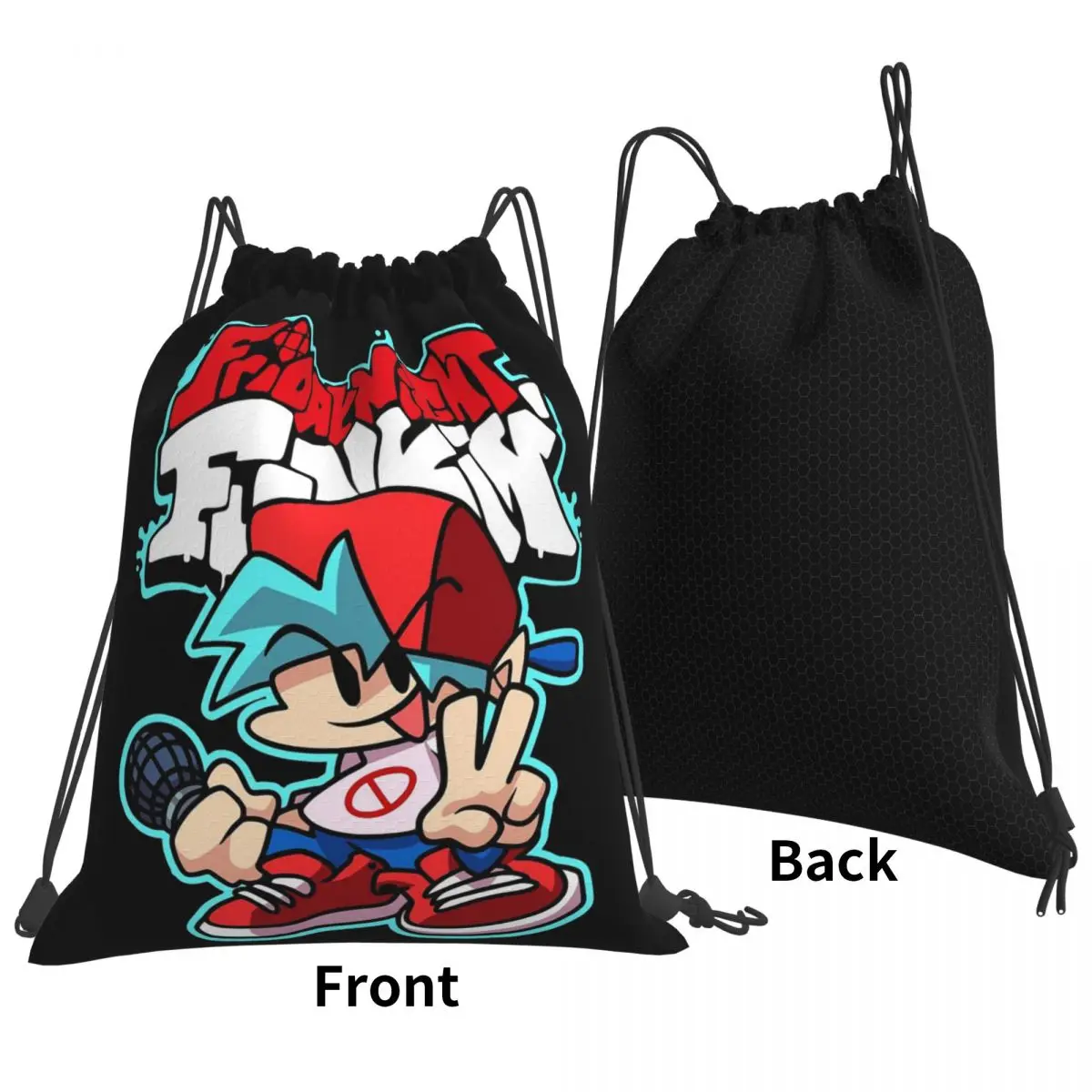 

Friday Night Funkin, Boyfriend Backpacks Casual Portable Drawstring Bundle Pocket Storage Bag Book Bags For Travel Students