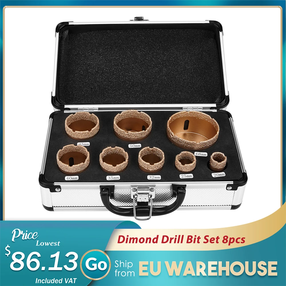 Diamond Drill Bit Set 20/25/32/35/40/45/50/68mm Diamond Core Bits Ceramic Marble Hole Saw For Granite/Glass/Tiles/Porcelain